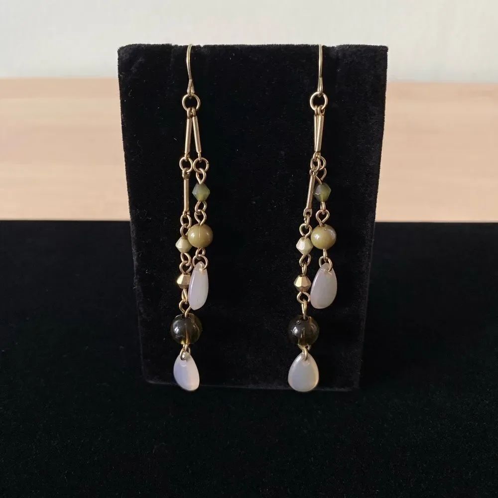 Vintage Y2K MTV Emerald Green, Golden & Opaque Earrings